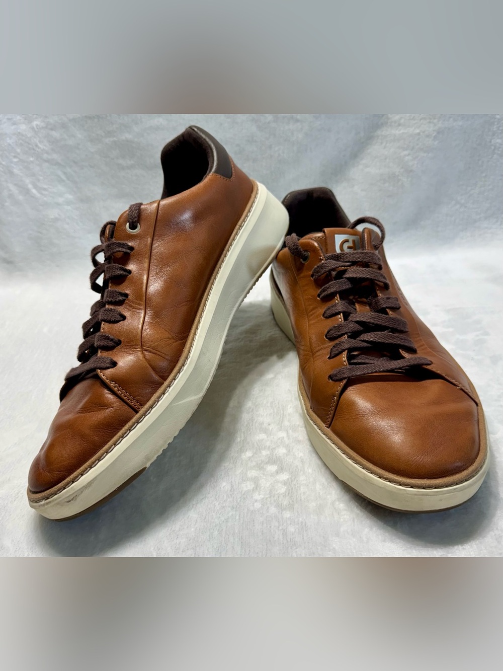 Cole Haan Men's Brown Leather Lace-Up Cushioned Sneakers